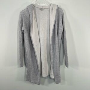 Kinross Cashmere Long Sleeve Open Front Hooded Sweater Sz S